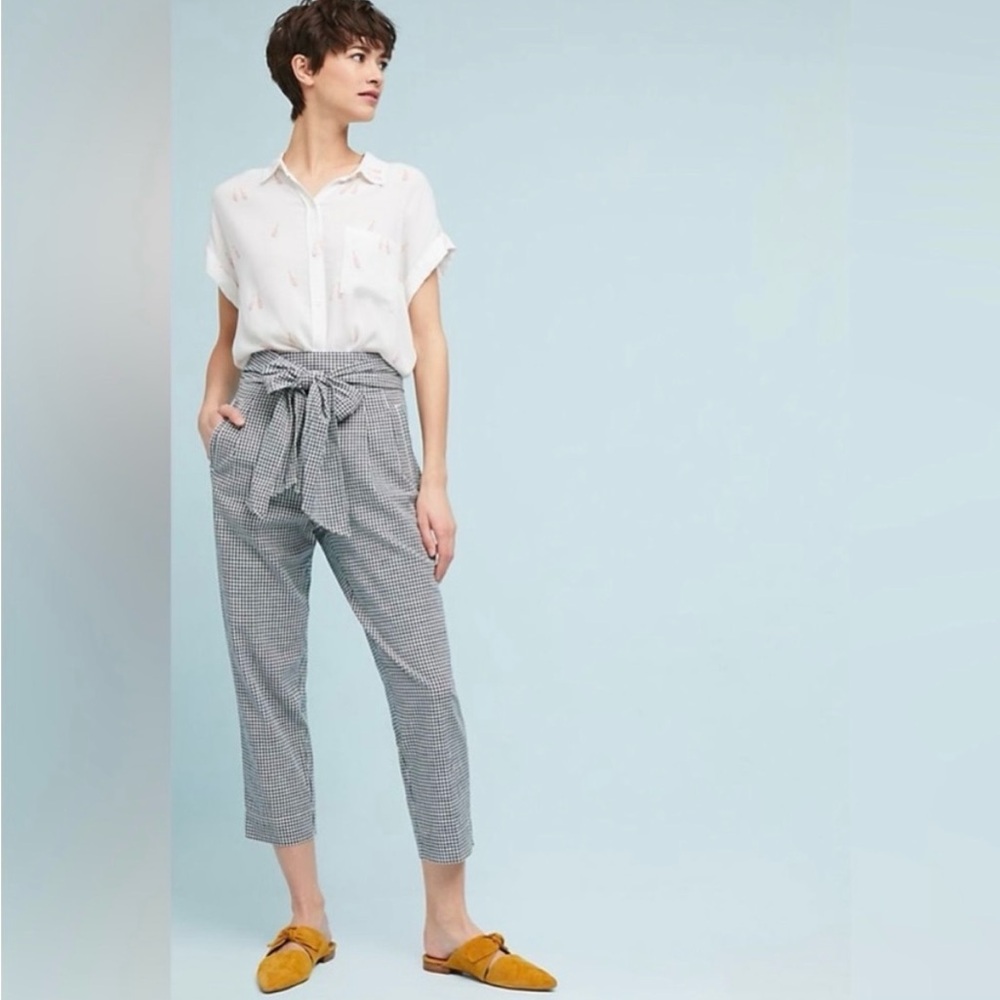 Cartonnier High Waisted Gingham Check Trouser Pants by Anthropologie size 4